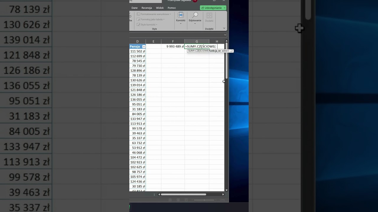 jak sumować dane w tabeli #excel #arkusz #excelmasterclass #exceltutorial #sumy