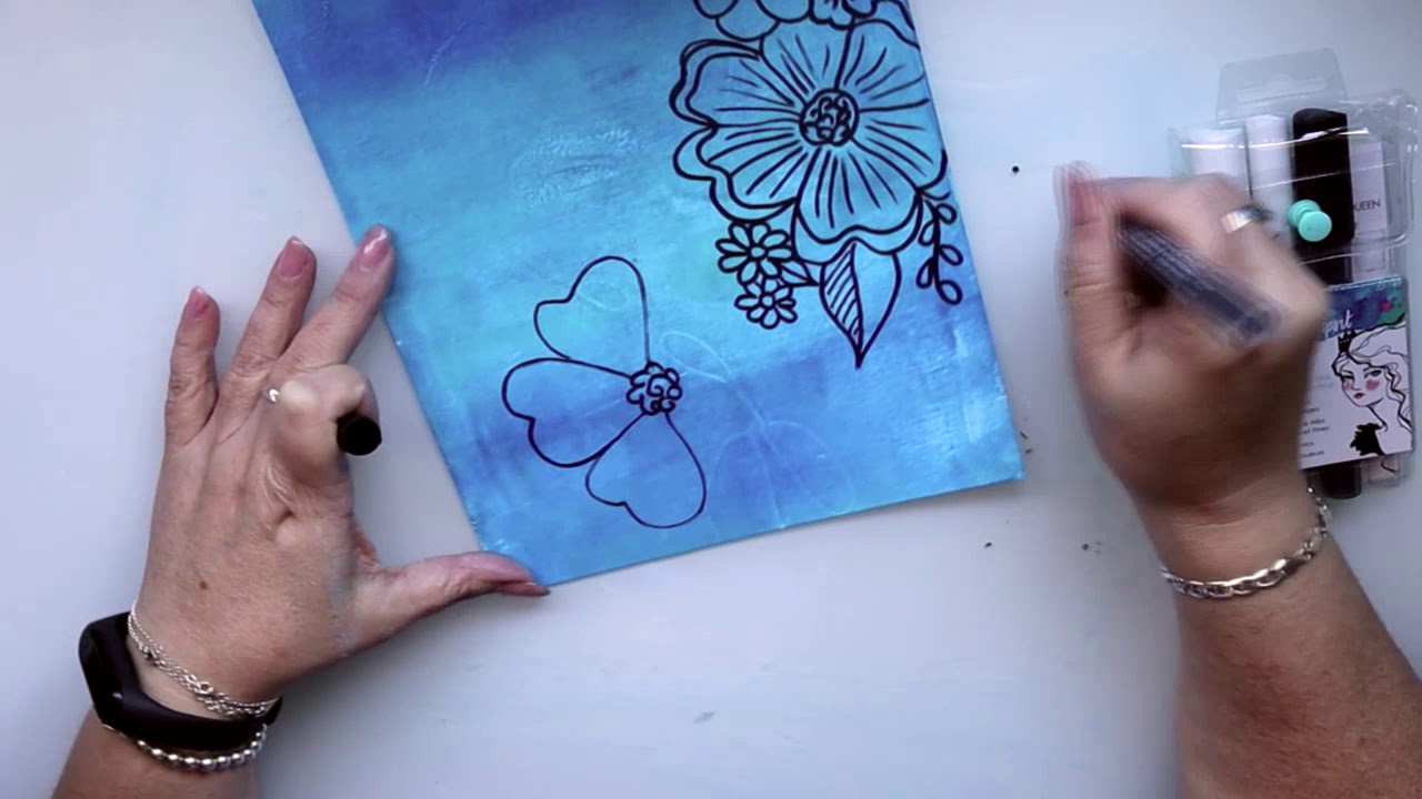 Pintando flores con pintura acrilica y rotuladores muy fácil -Diy