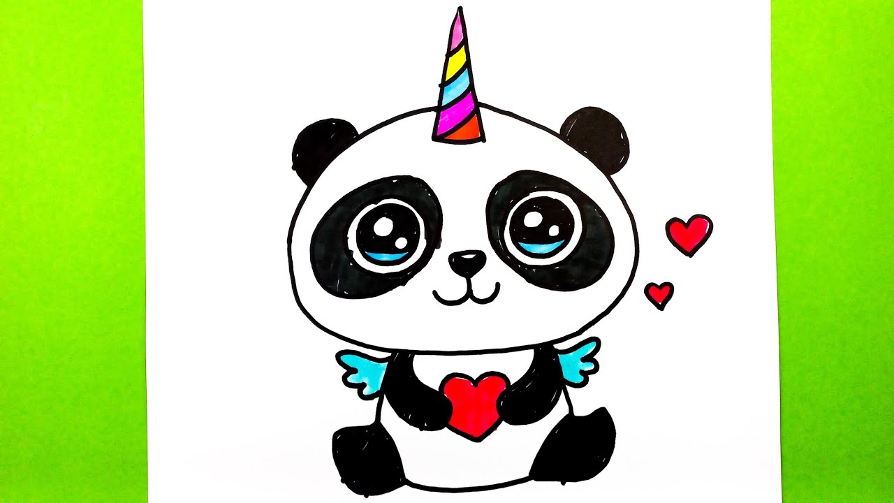 Kolay ve Sevimli Pandacorn Nasıl Çizilir, Adım Adım Unicorn Panda Çizim ve Boyaması, Kolay Çizimler