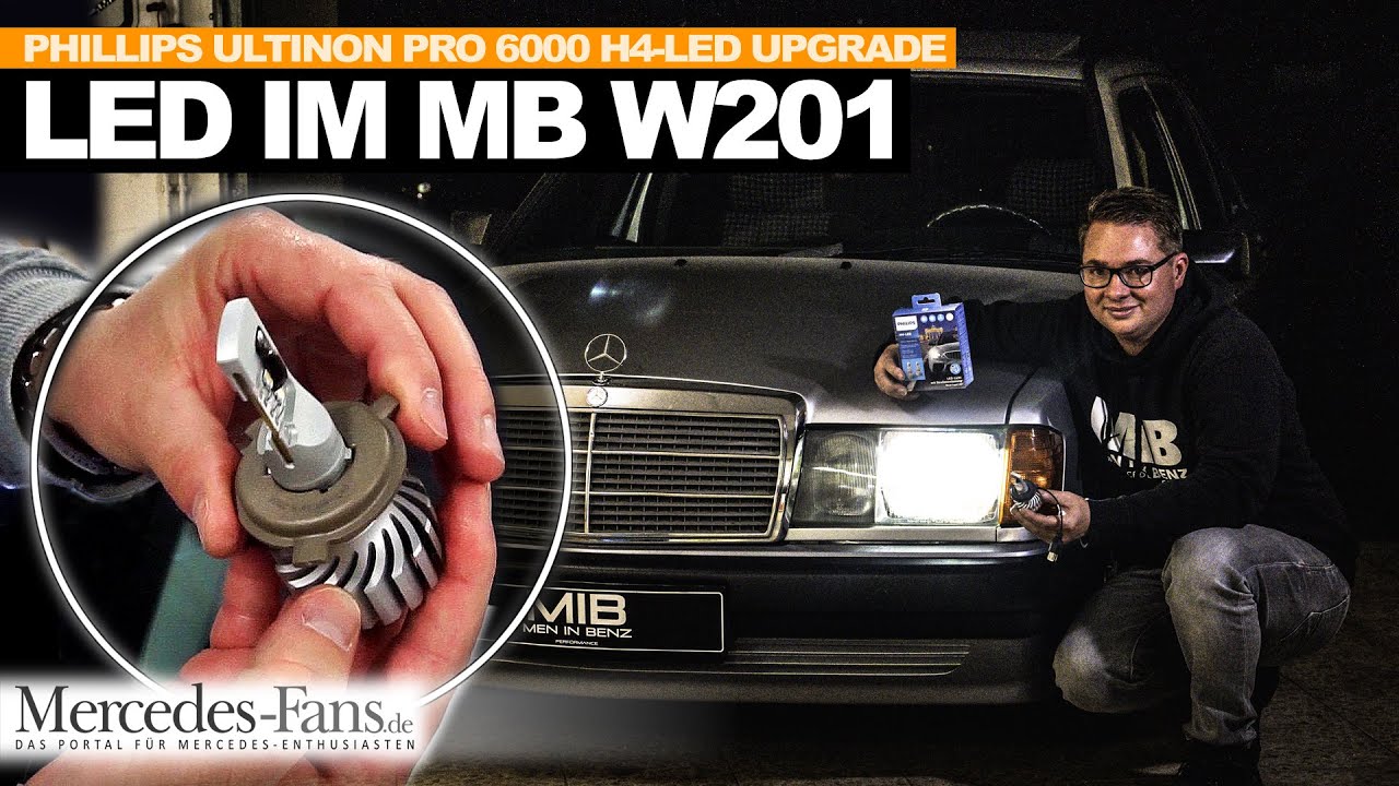 Lichtumbau: Was bringen die Philips Ultinon Pro6000 H4-LED im Mercedes 190E W201 // Halogen vs. LED