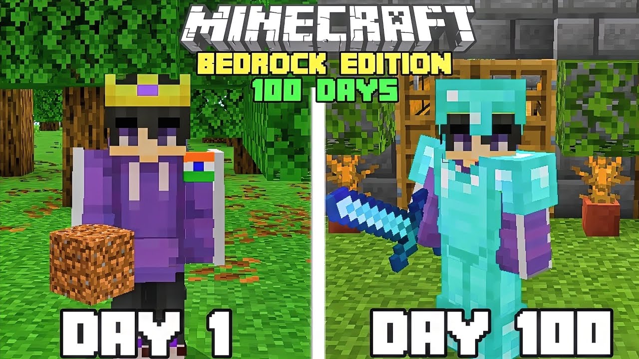 I Survived 100 Days In Minecraft PE 1.21 Hardcore (Hindi)