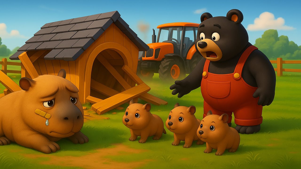 Oh No! Capybara Pen Collapsed🐹- Bear Farmer Builds a Brand New Home 🛠️🏡| Vehicles Farm Animated