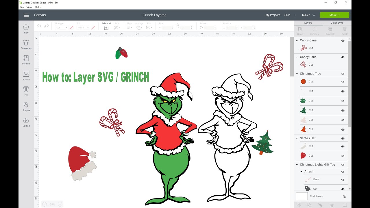 HOW TO: DIY LAYERED SVG GRINCH | CRICUT DESIGN SPACE