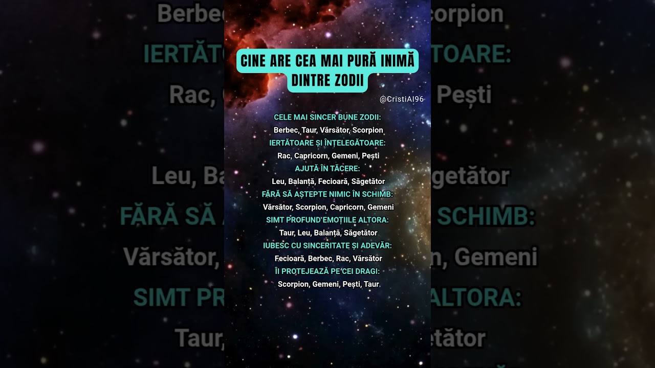 Zodiile cu cea mai pură inimă❤️#Zodii #Horoscop #Astrologie #InimăCurată