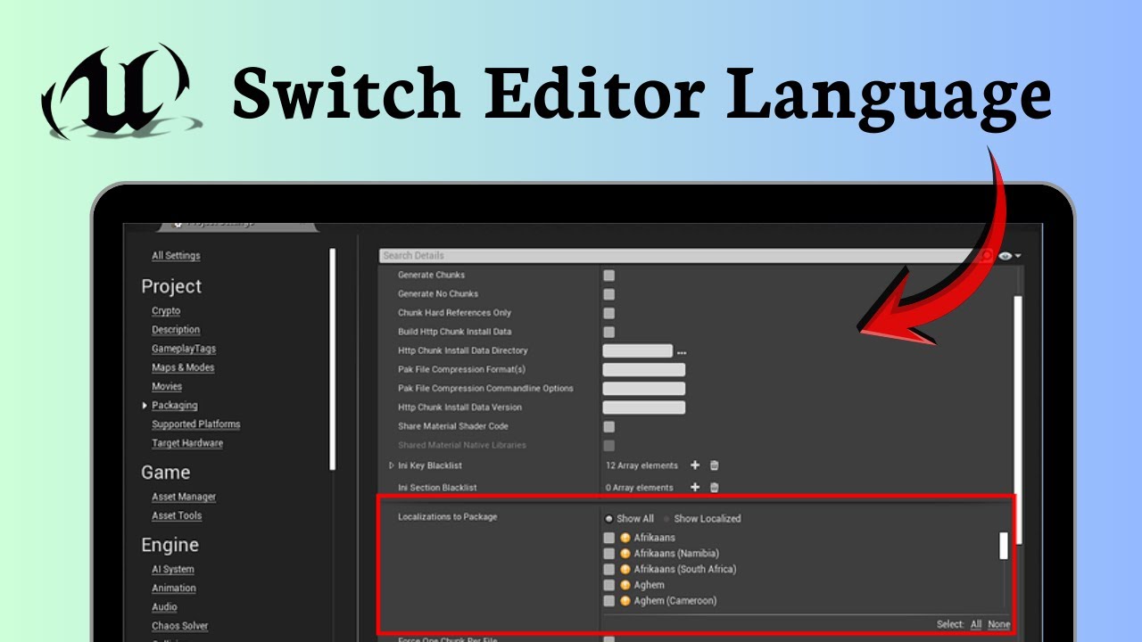 How to change language in Unreal Engine 5 (Regional Options)