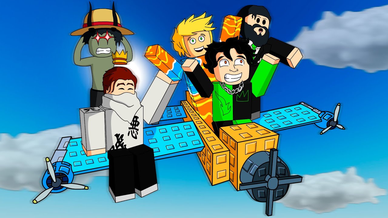 СТРОЮ САМОЛЁТ С 5 YOUTUBERAMI В ROBLOX
