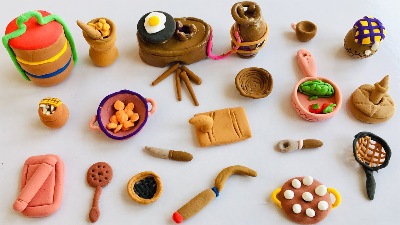 Miniature Polymer Clay Kitchen set | DIY How To Make Primitive Kitchen Set With Amazing technique