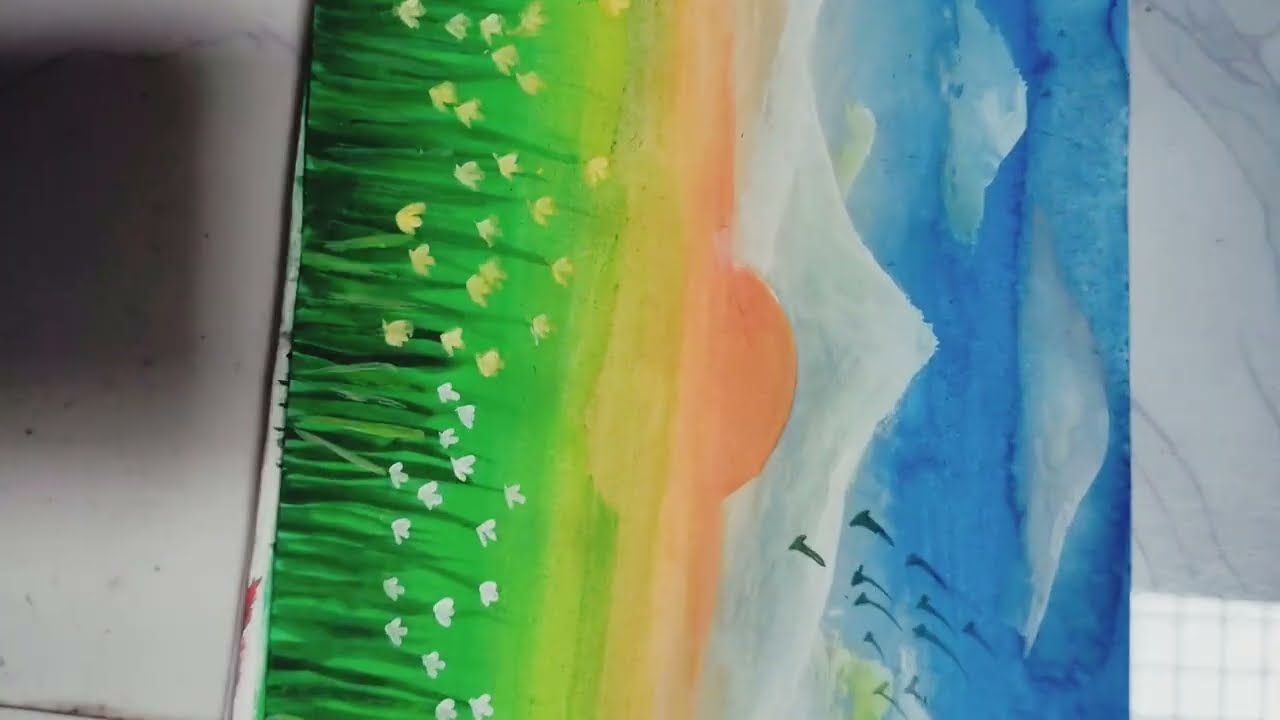 🌅 Scenery of the day 🌅 #fineartist #kirtikasaudhan #kiirtisomeshwari #morningpainting 