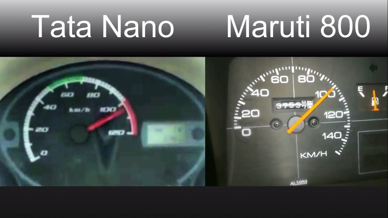 Tata Nano vs Maruti 800 0-100 Speed test