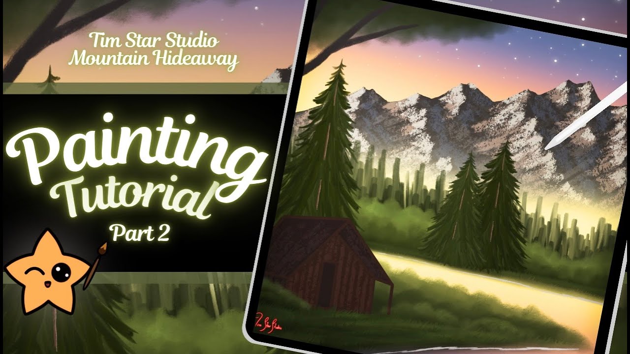 EASY Procreate painting TUTORIAL -MOUNTAIN Hideaway Part 2