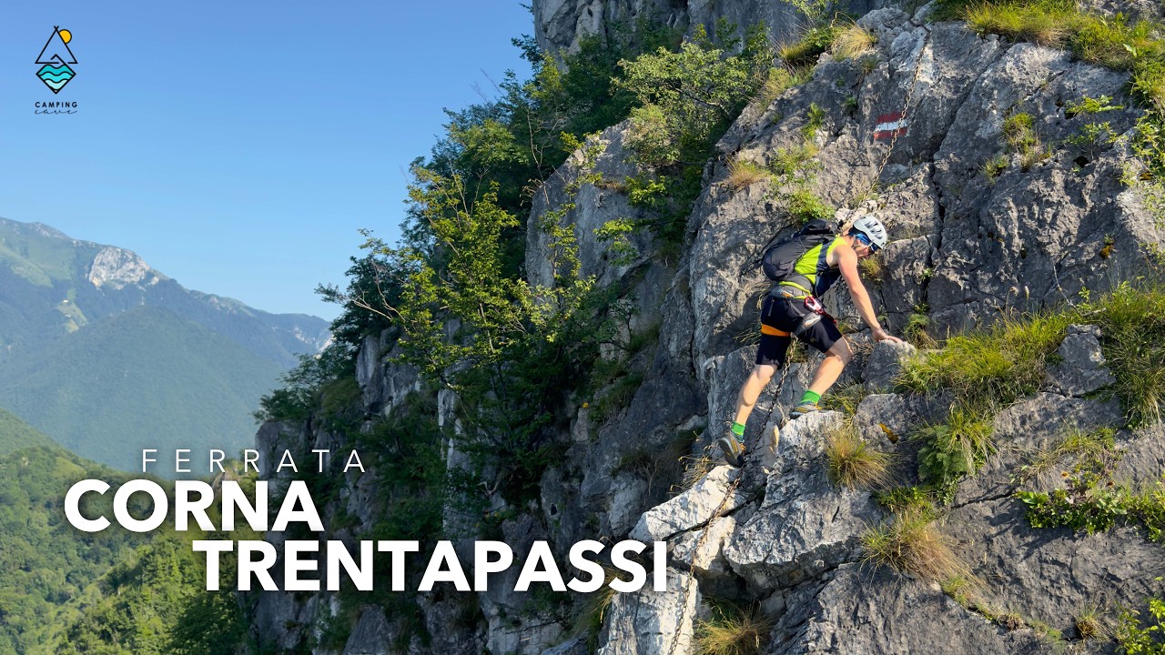 FERRATA CORNA TRENTAPASSI da TOLINE + CAMPING CAVE | LAGO DI ISEO [4K]