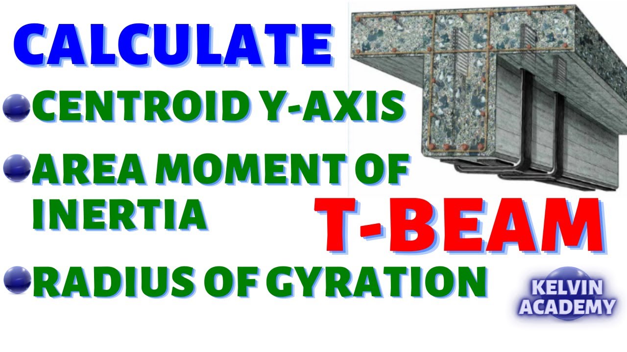 FIND the NEUTRAL AXIS, AREA MOMENT OF INERTIA and RADIUS OF GYRATION OF A T BEAM
