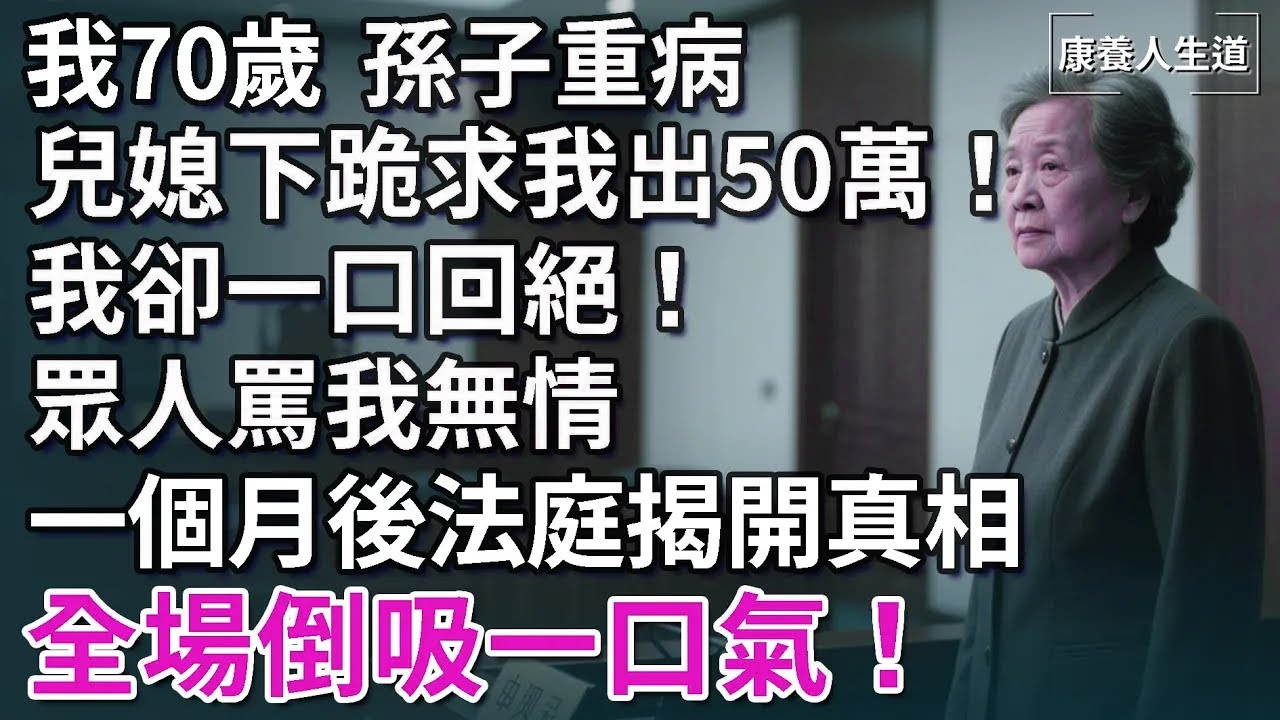 我70歲，孫子重病，兒媳下跪求我出50萬！我卻當眾一口回絕！眾人罵我無情，一個月後法庭揭開真相，全場倒吸一口氣！【康養人生道】 #康養人生道 #上了年紀該明白的事 #養老 #聰明老人 #長壽秘密