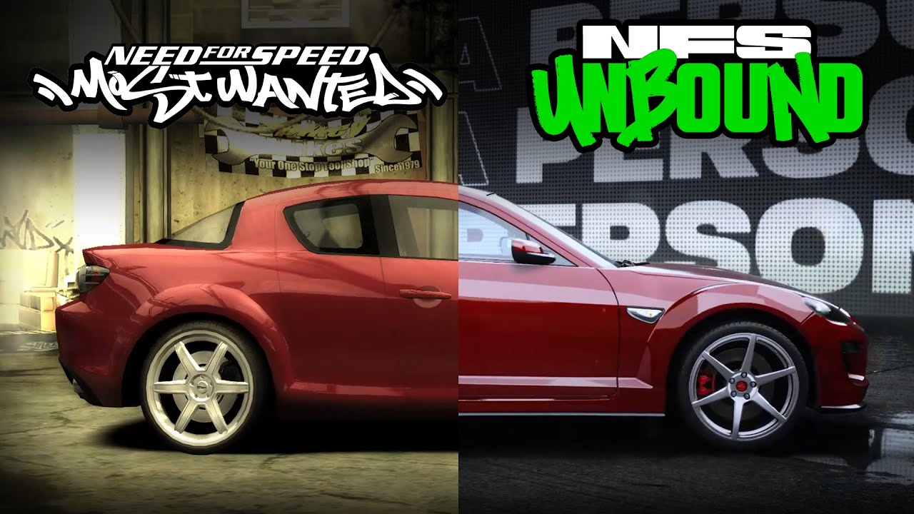 NFS MOST WANTED vs. NFS UNBOUND - Mazda Rx-8 Spirit R | Side by Side Comparison