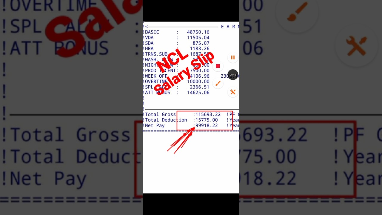 NCL ASSISTANT FOREMAN SALARY SLIP. #NCL.