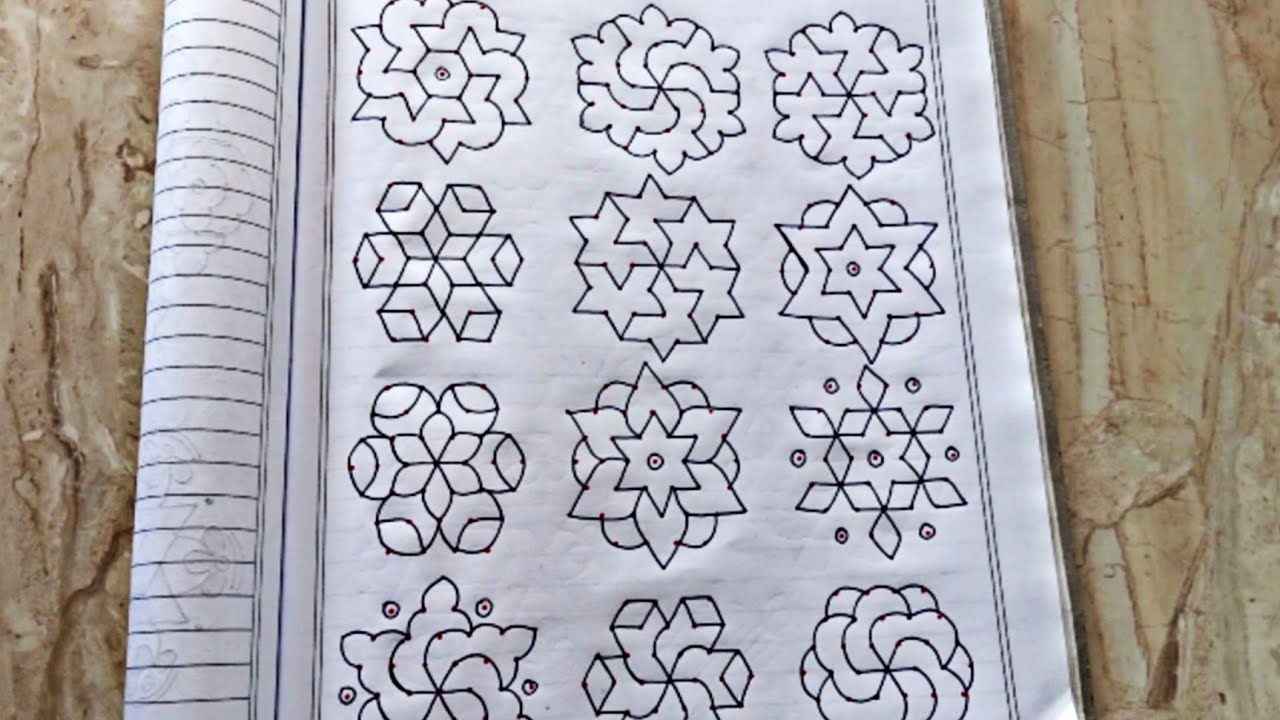 7×4 புள்ளி கோலங்கள்.  Easy dot kolam designs for beginners. Easy rangoli. Easy Dot kolam/ muggulu.
