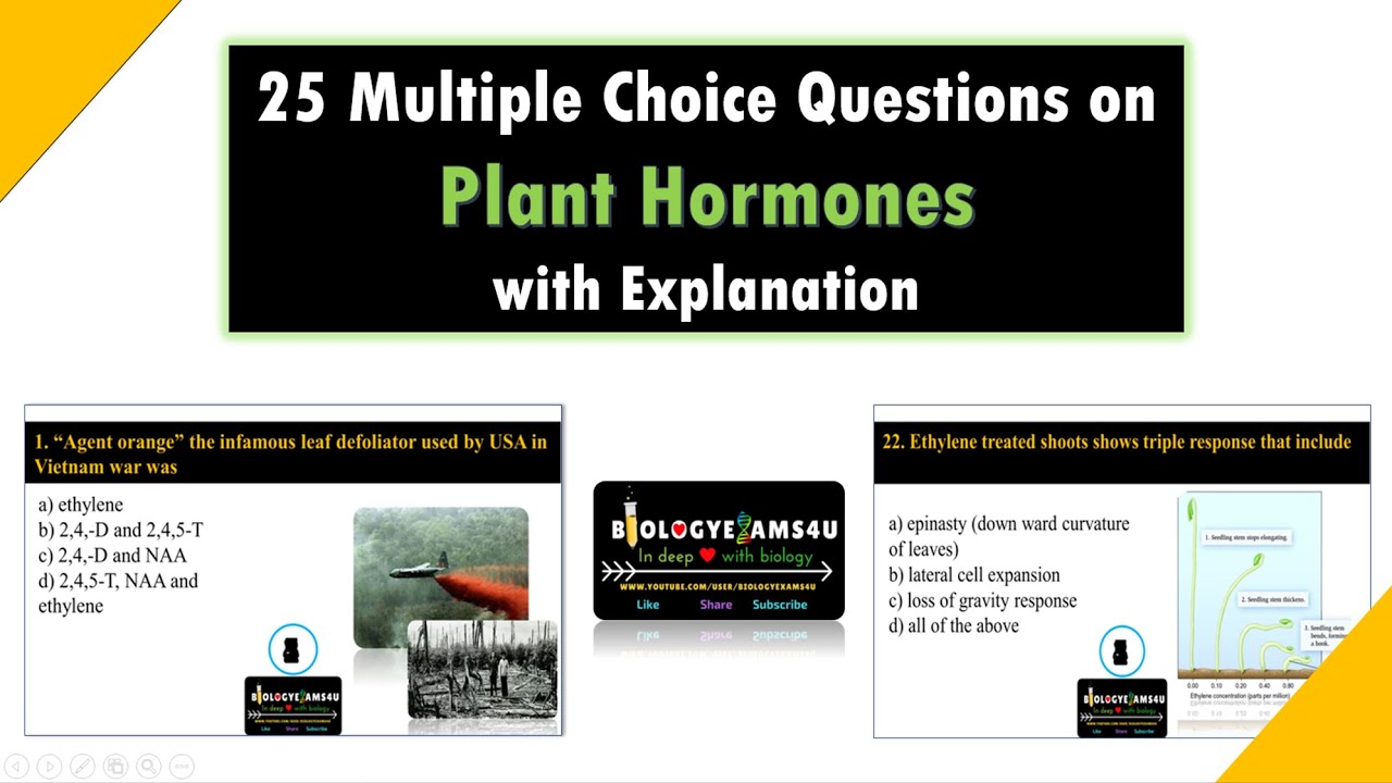 25 Multiple Choice Questions on Plant Hormones with Explanation | Plant Physiology @biologyexams4u