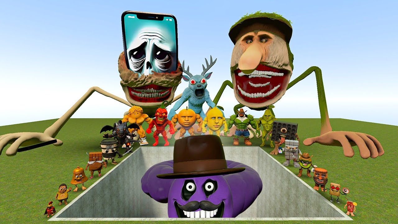 AI Brainrot Memes vs Hungry Snake Daddy Bosses in Giant Pit – Gmod Chaos