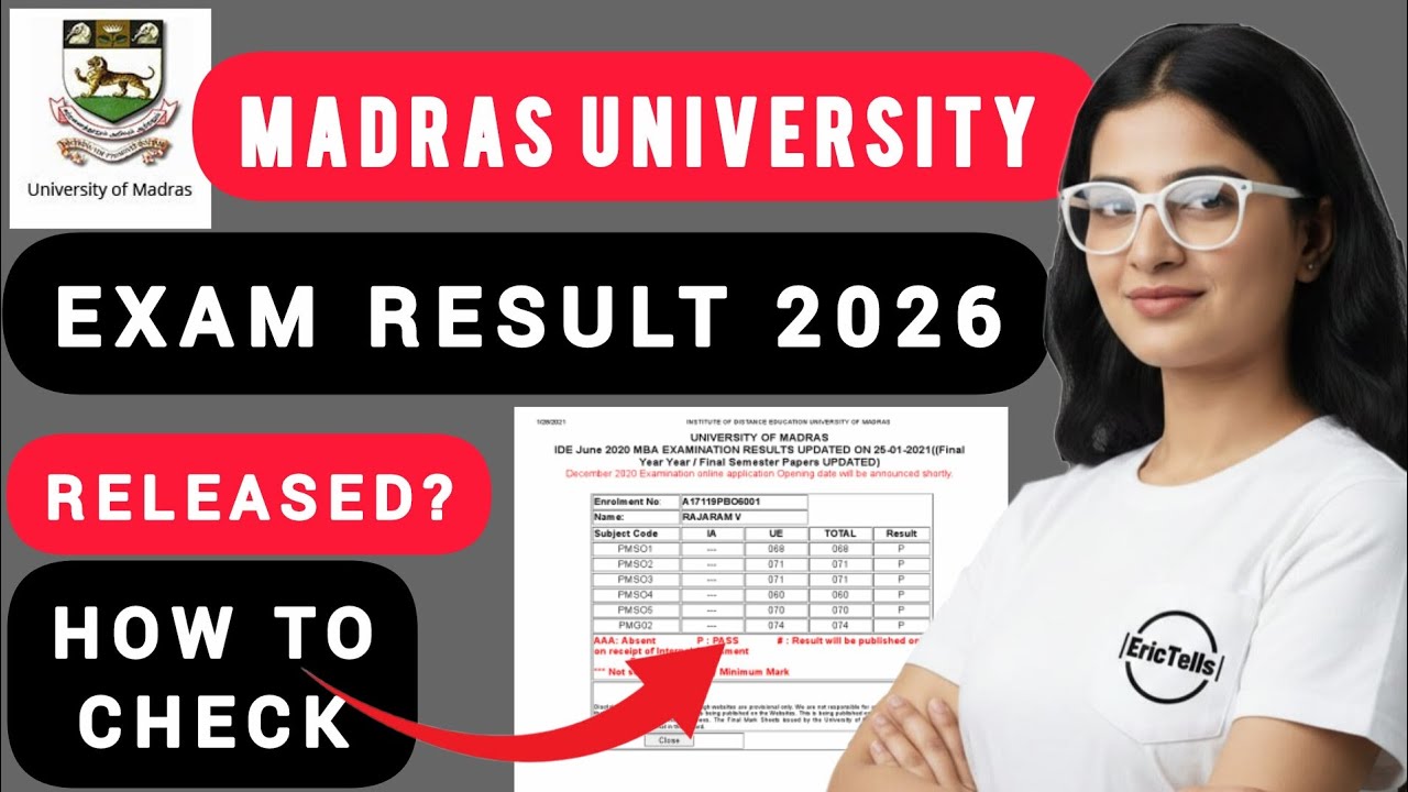 madras university exam result 2026 | university of madras result 2026
