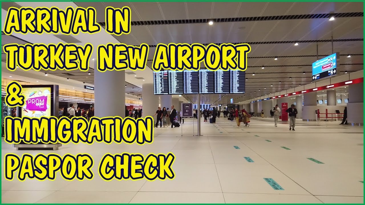Landing Menuju Imigrasi di Bandara Turki. Arrival In New Turkey International Airport Istanbul
