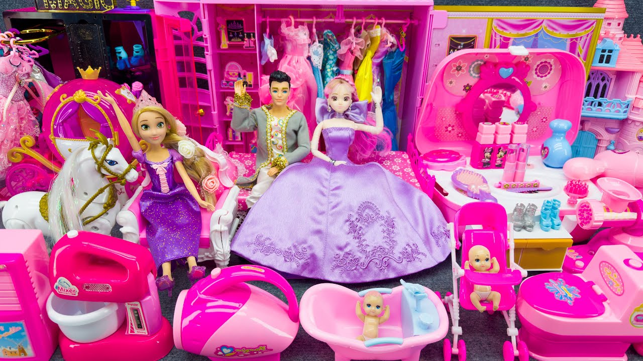22 Minutes Satisfying With Unboxing Barbie Princess Bed & Make Up Playset Collection Toys Review