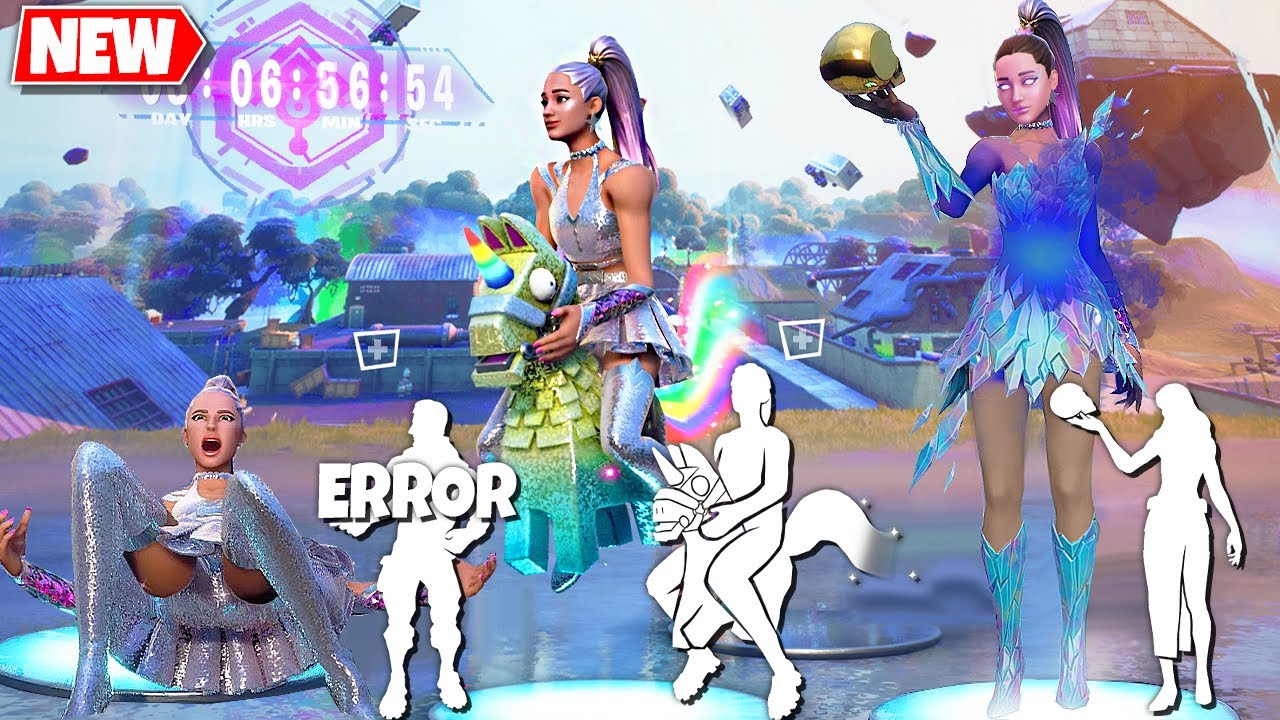 Fortnite Ariana Grande skin (The Rift Tour) doing all Built-In Emotes!..