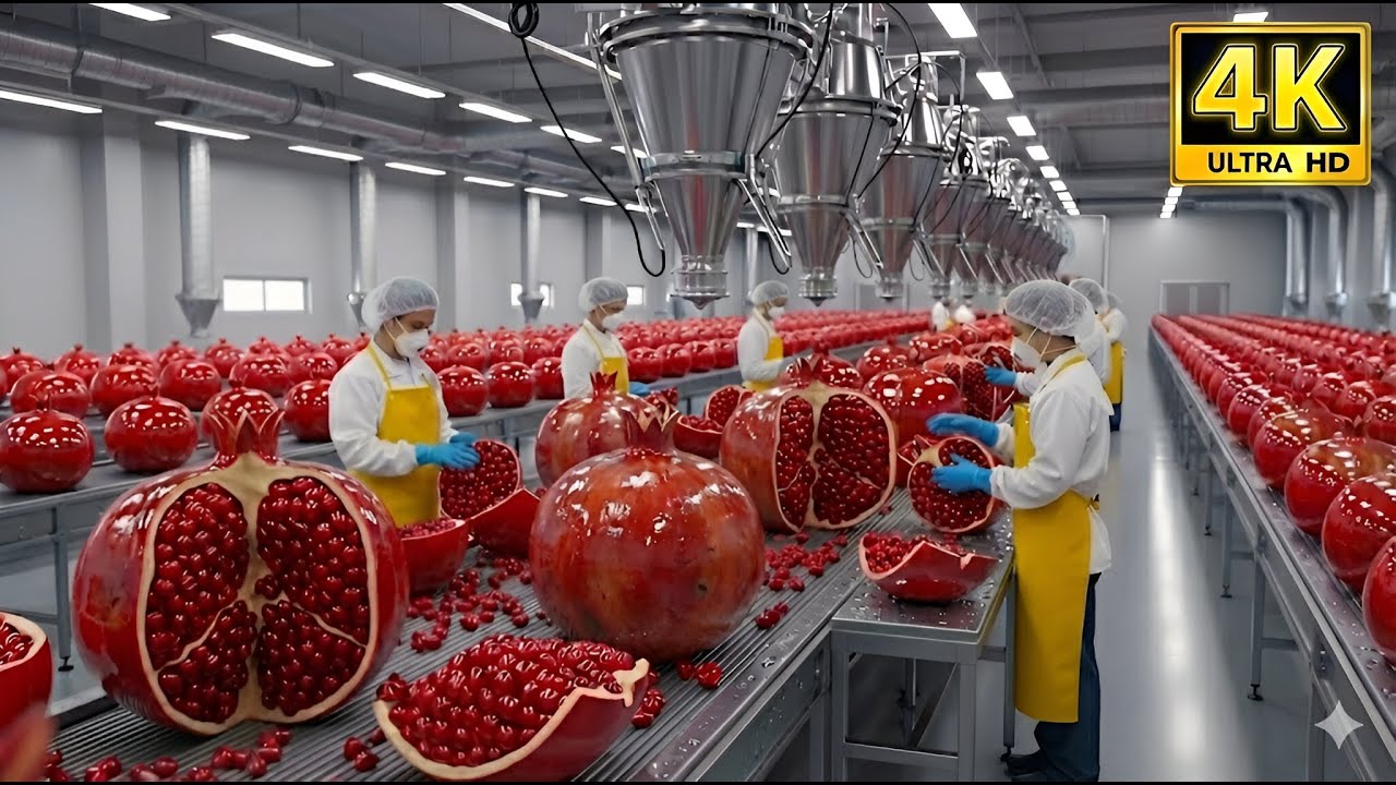 Inside a State-of-the-Art Pomegranate Factory:Turning Fresh Pomegranates into Premium Bottled Juice!