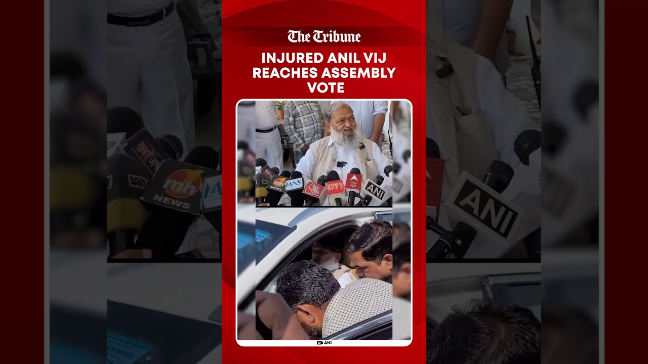 Haryana Minister Anil Vij reaches Assembly to cast vote in Rajya Sabha polls despite leg fractures.