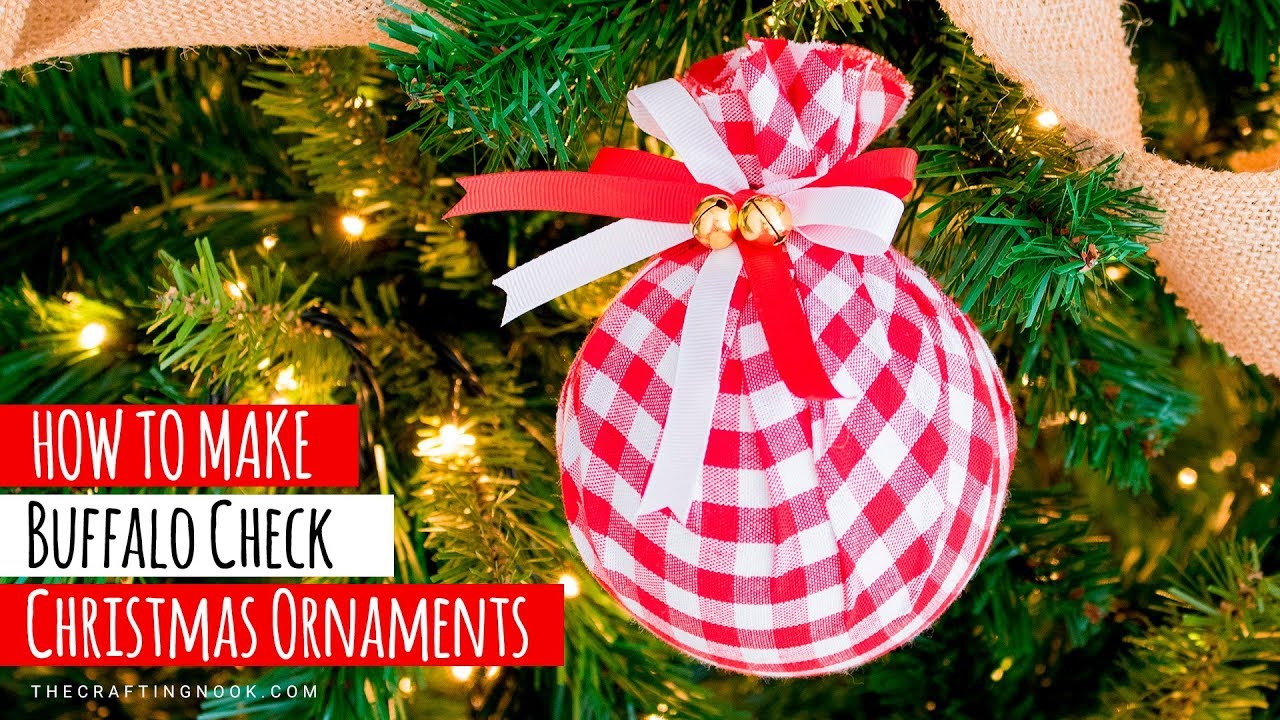 DIY Buffalo Check  Christmas Ornament   Easy Fabric upcycled baubles