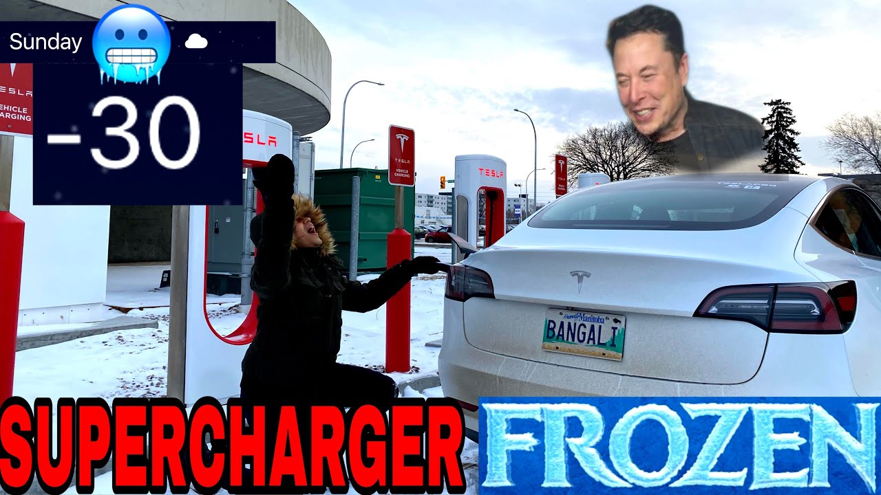 My Tesla Won't Charge In -30C Weather In Canada | Tesla Supercharger Not Working ⚠️  😡