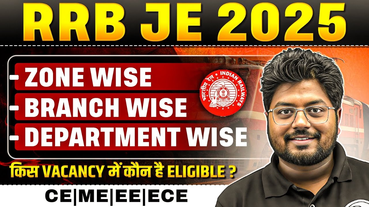 RRB JE 2025 Notification | RRB JE ZONE WISE Vacancy 2025 | RRB Branch Wise & Department Wise Vacancy
