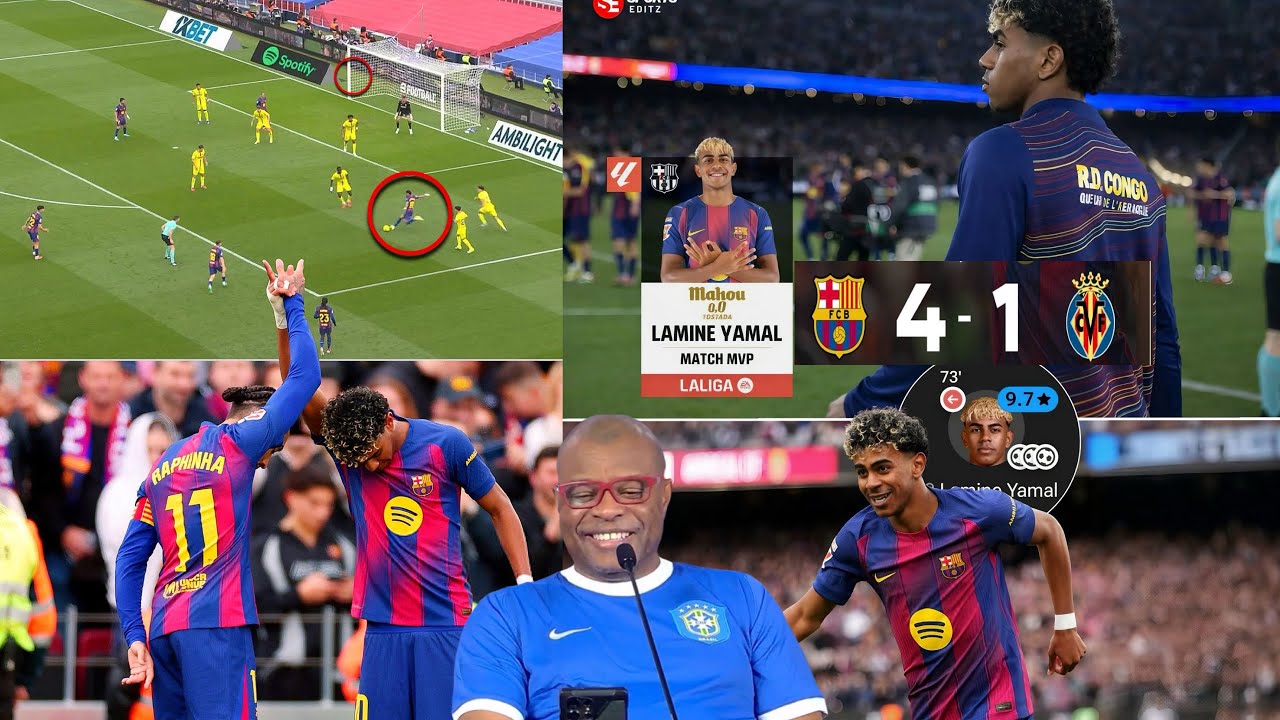 Rudty spu gwo viktwa Barcelone joda 4-1 sou Villareal ak yon triple Lamine Yamal ki en feu🔥✨