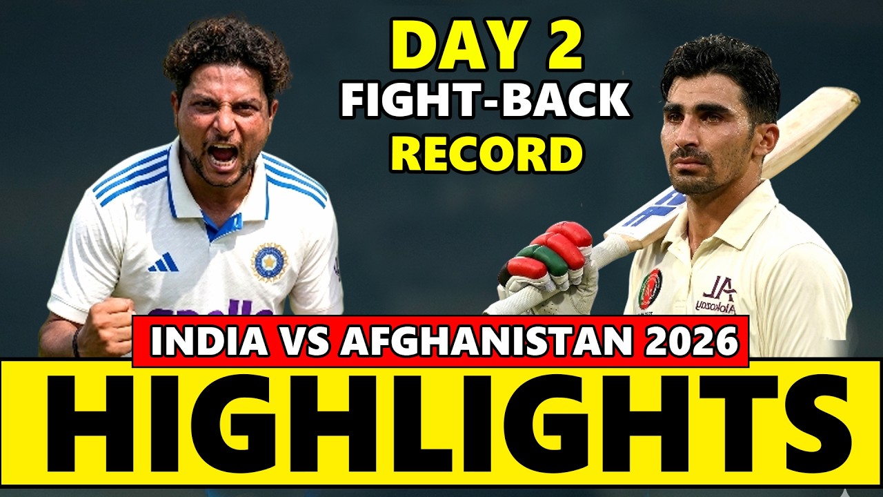 India vs Afghanistan 1st Test Match Day 2 Highlights 2026 | India vs Afghanistan