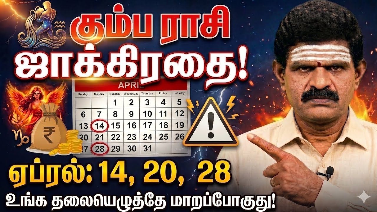 கும்ப ராசி ஜாக்கிரதை! ஏப்ரல் 14, 20, 28 - உங்கள் தலையெழுத்தே மாறப்போகுது! | Kumbha Rasi Palan Tamil 