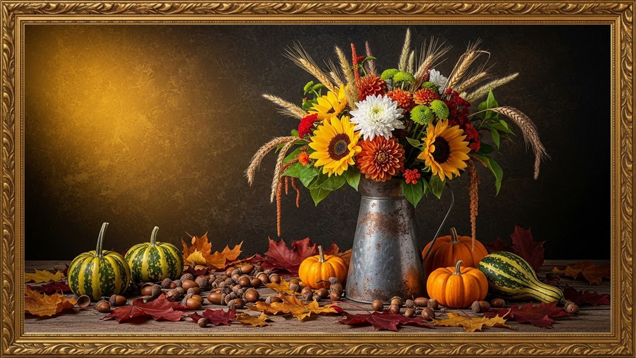 Autumn Floral Arrangement Painting | Elegant TV Art Display 2 Hours