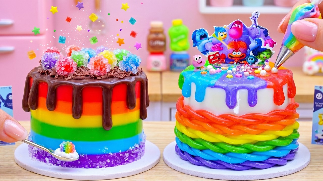 Mini Rainbow Jelly Cake 🌈 Cute ASMR Dessert Video | TinySugar World