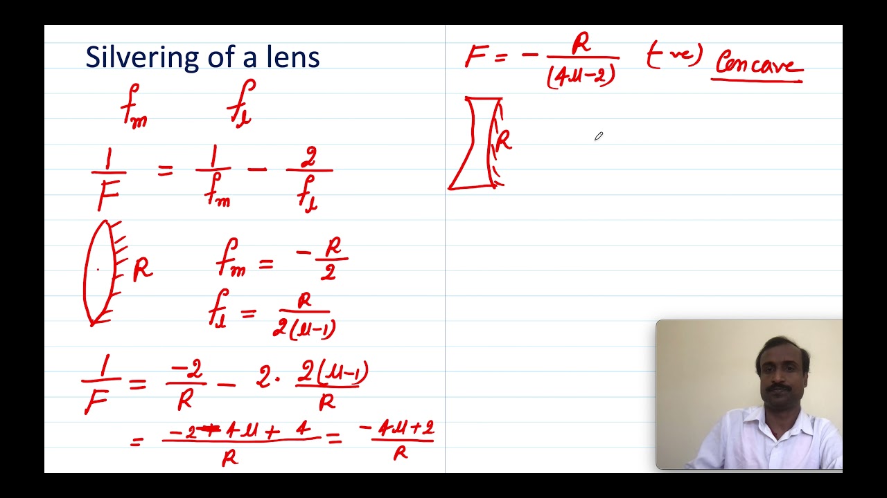 Focal length of a silvered lens