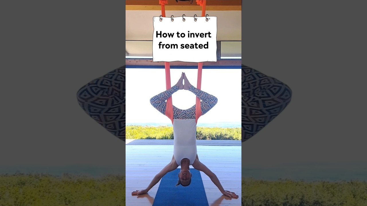 How to invert from seated in the Aerial Yoga hammock. 