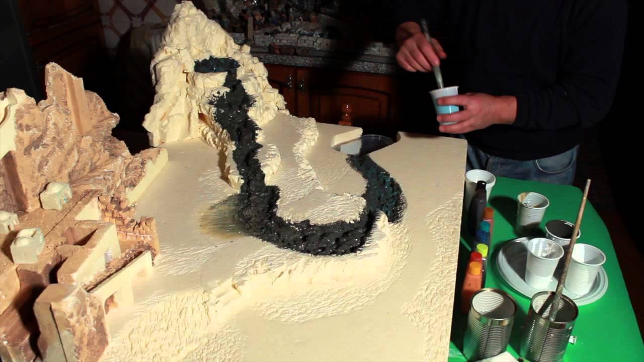 Dipingere cascata e terreno del presepe - Parte10