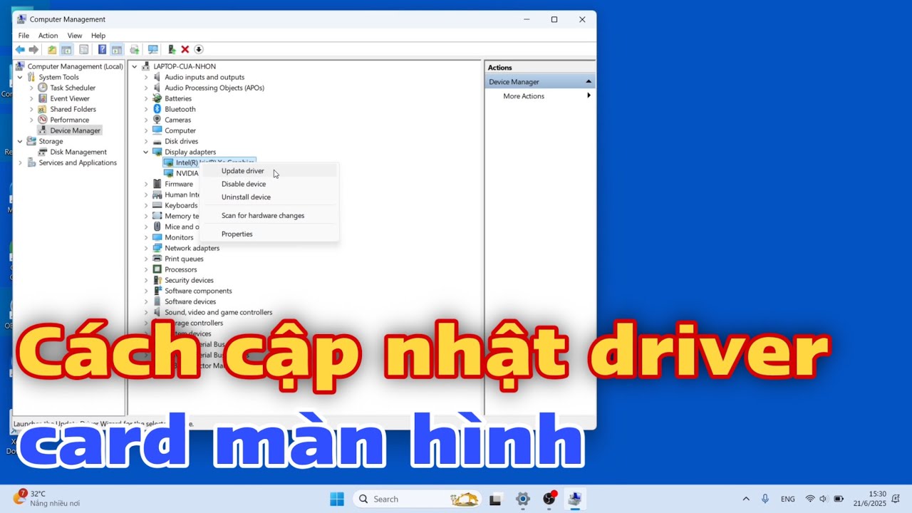 Cách cập nhật driver card màn hình
