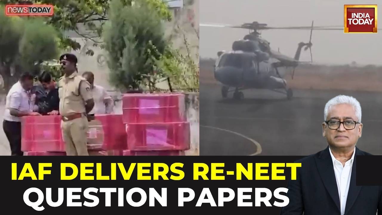 Вертолеты ВВС Индии доставляют экзаменационные материалы NEET UG перед пересдачей 21 июня для пре...