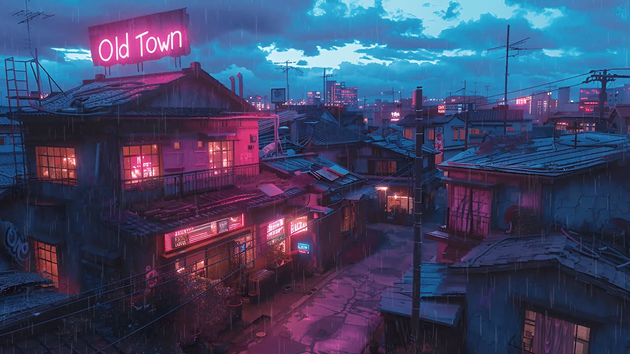 Lofi Rain Sounds 🎧 Sleep Sounds 1980 Lofi Old Town Beats 🏘️ Rainy Season Playlist