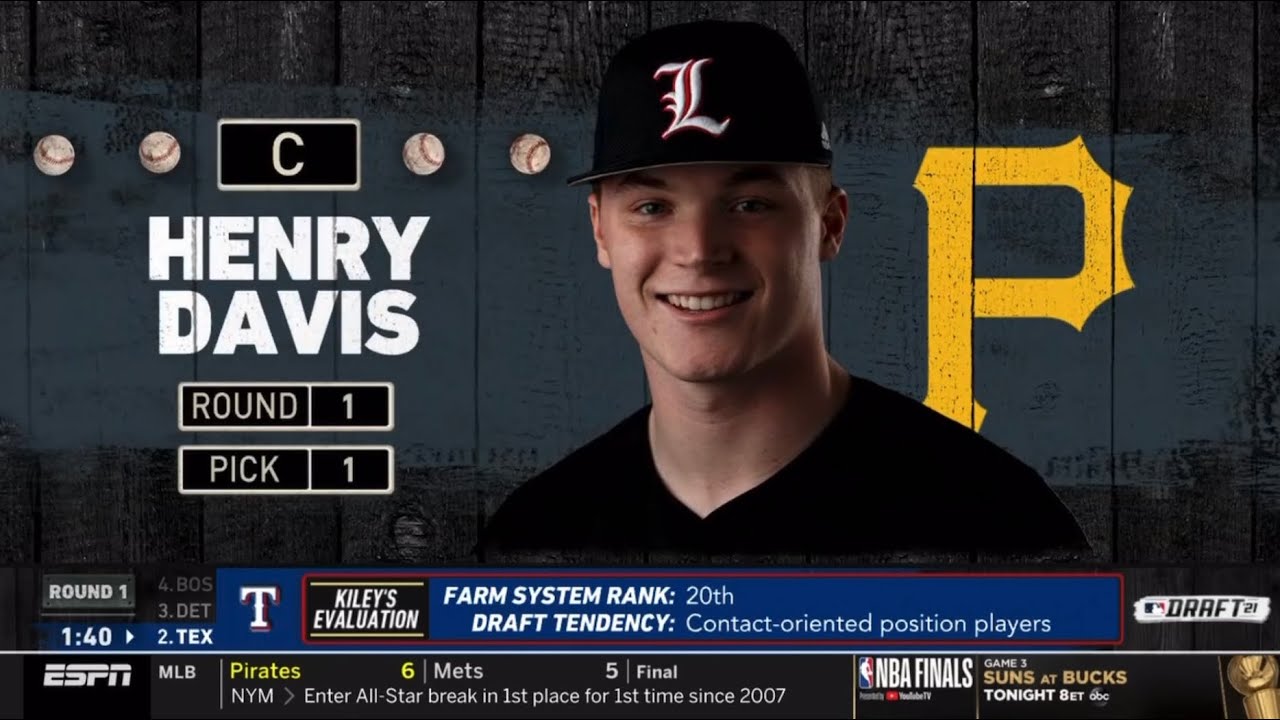 Pittsburgh Pirates select Henry Davis from Louisville with the 1st pick of the 2021 MLB Draft