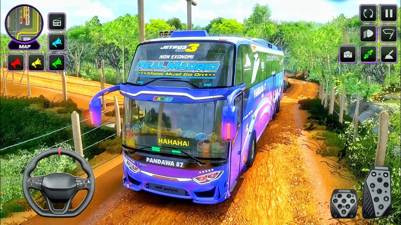 Realistic Offroad Bus Driving Gameplay | Pandawa 87 Luxury Coach on Muddy Road Simulator Game