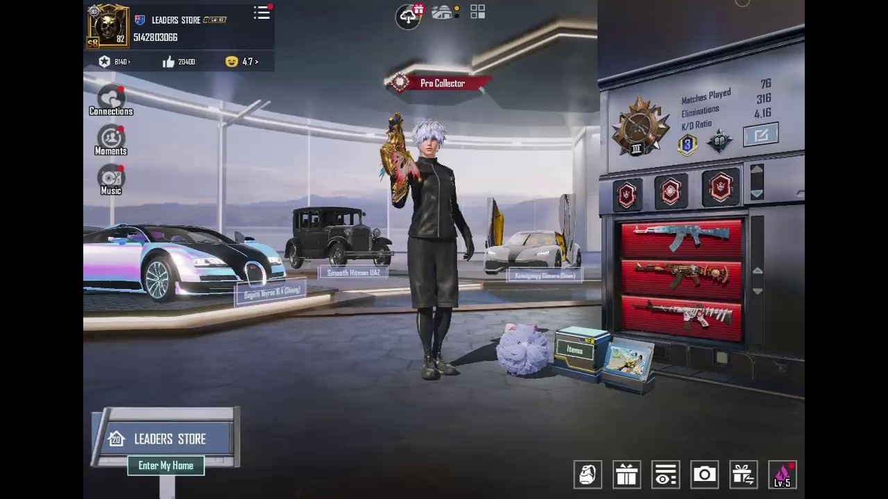 PUBG Mobile 260 Mythic Account – S8 S9 Conqueror Frame | 74 Gunlab | 40 Max Guns | Bugatti Car