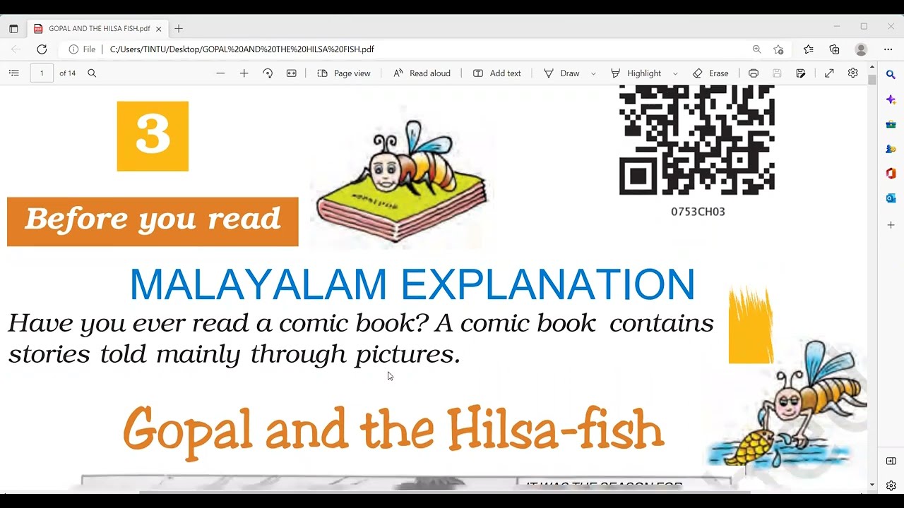 GOPAL AND THE HILSA FISH/MALAYALAM EXPLANATION/NCERT CLASS 7 ENGLISH
