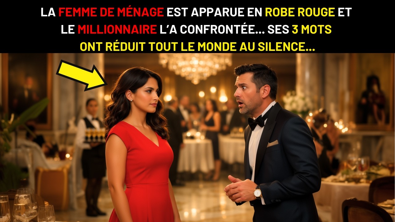 LA FEMME DE MÉNAGE EN ROBE ROUGE A ÉTÉ CONFRONTÉE PAR LE MILLIONNAIRE... SES 3 MOTS L'ONT FIGÉ
