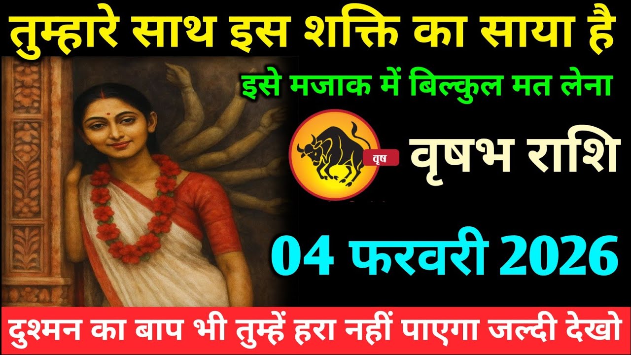 वृषभ राशि वालों 04 फरवरी 2026 तुम्हारे साथ इस शक्ति का साया है भाग्य बदल जाएगा#vrishabh#rashifal 