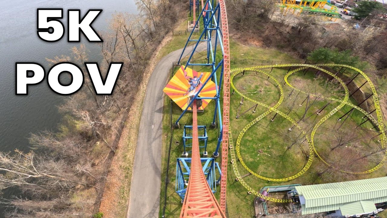 Superman The Ride Front Row POV [5K] | Six Flags New England 2025