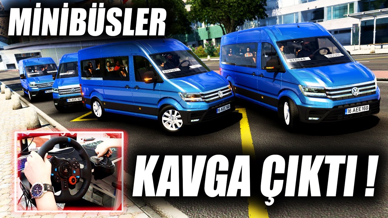 MİNİBÜSLERLE YARIŞTIK KAVGA ÇIKTI !!! VOLKSWAGEN CRAFTER ETS 2 MOD 1.44 [ Logitech G29 ]